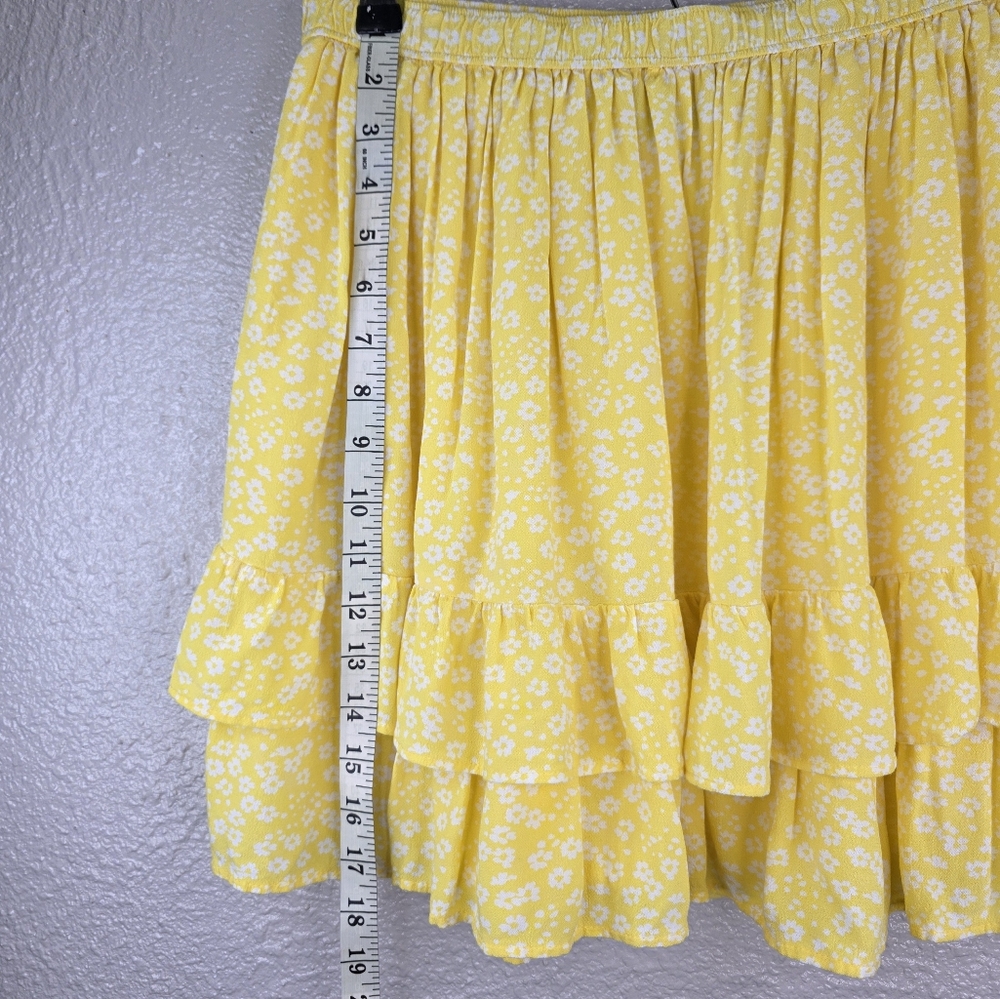 Ambercrombie & Fitch Yellow White Floral Ruffle Mini Skirt Size M - Picture 10 of 13